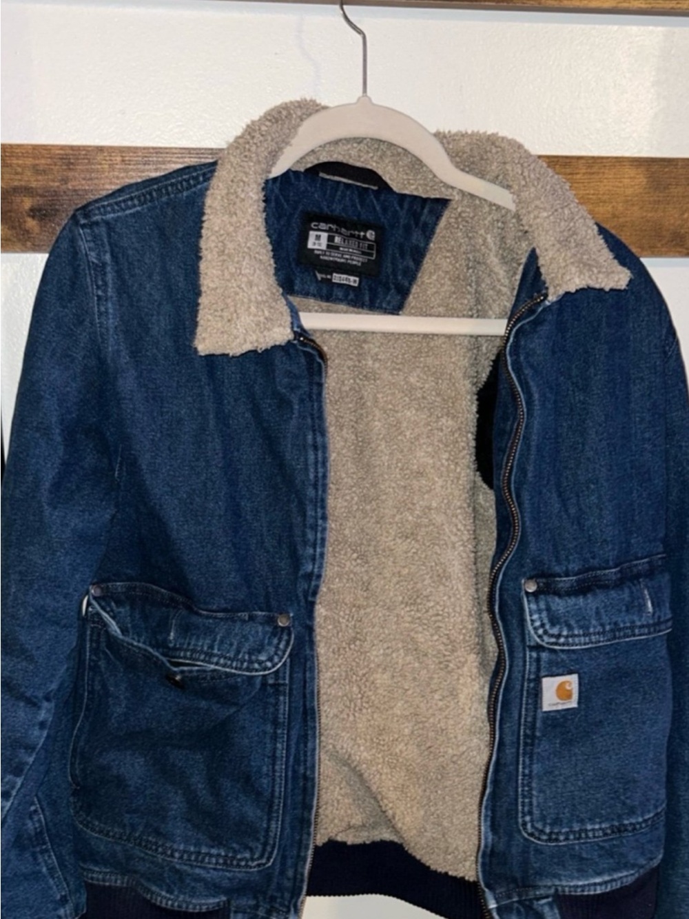 Carhartt  Womans Sherpa-Lined denim Jacket in Dark Blue